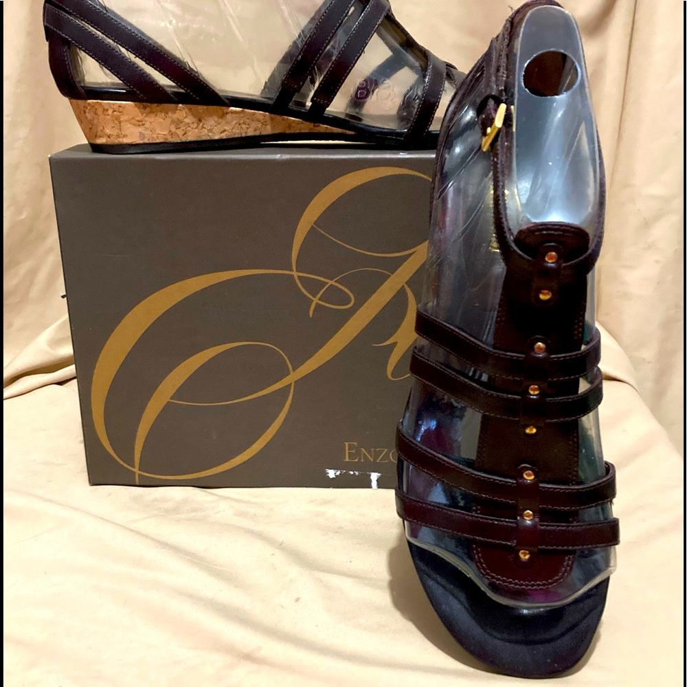 New Enzo Angiolini Dark Brown Gladiator Sandals Size 10M